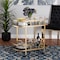 Baxton Studio Leighton Contemporary Glam and Luxe Gold Metal and Tempered Glass 2Tier Wine Cart 221-12525-ZORO - alternate 1